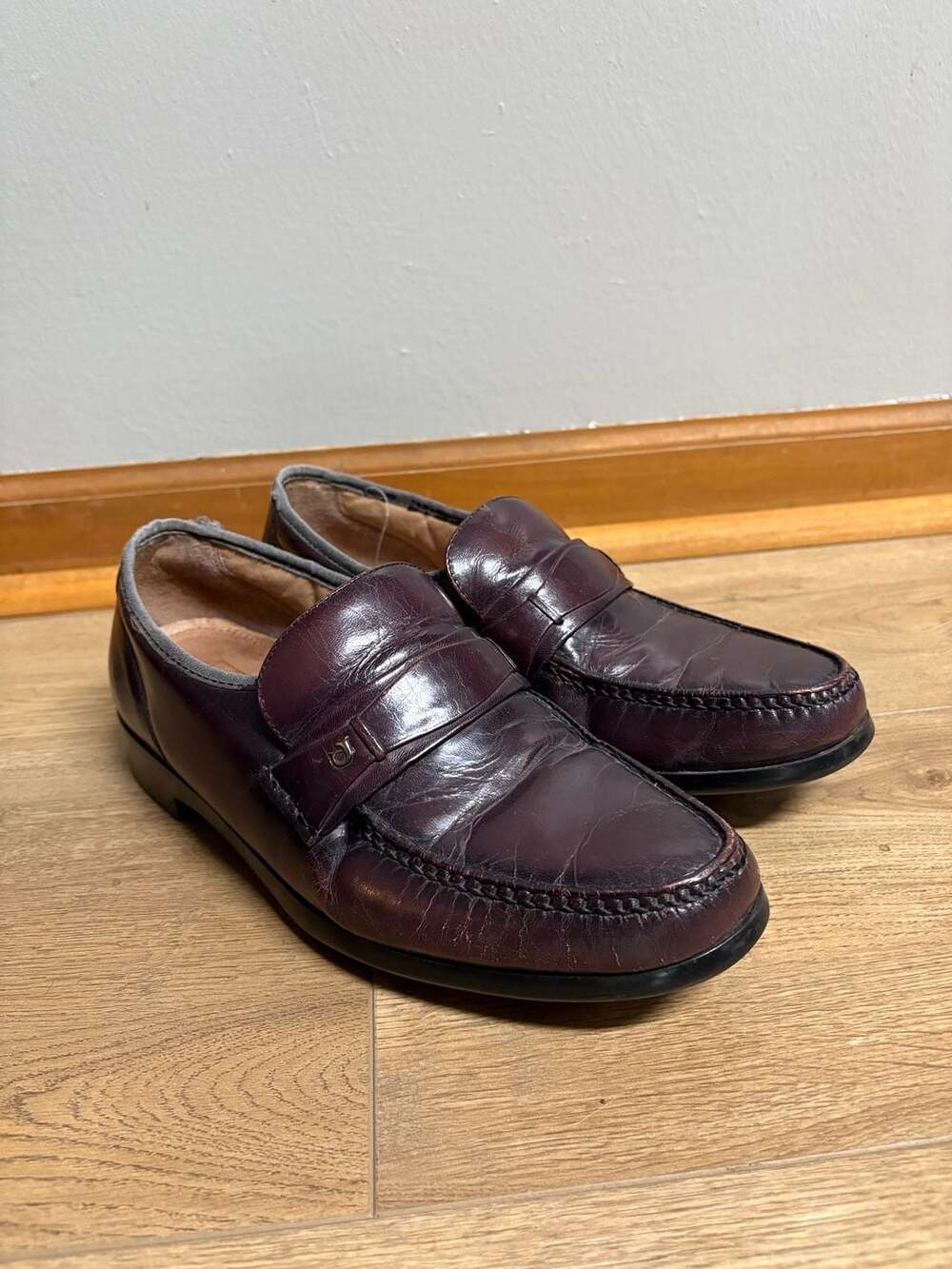 French Shriner Columbus Burgundy Leather Penny Loafers Men's 10.5M